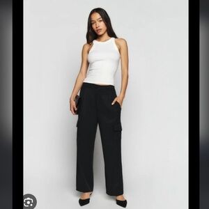 Reformation Black Wide-Leg Cargo Pants